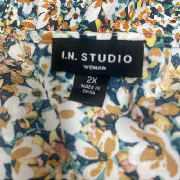 I.N. Studio Floral Button Up Cinch & Tie Sleeves 2X - Picture 5 of 7
